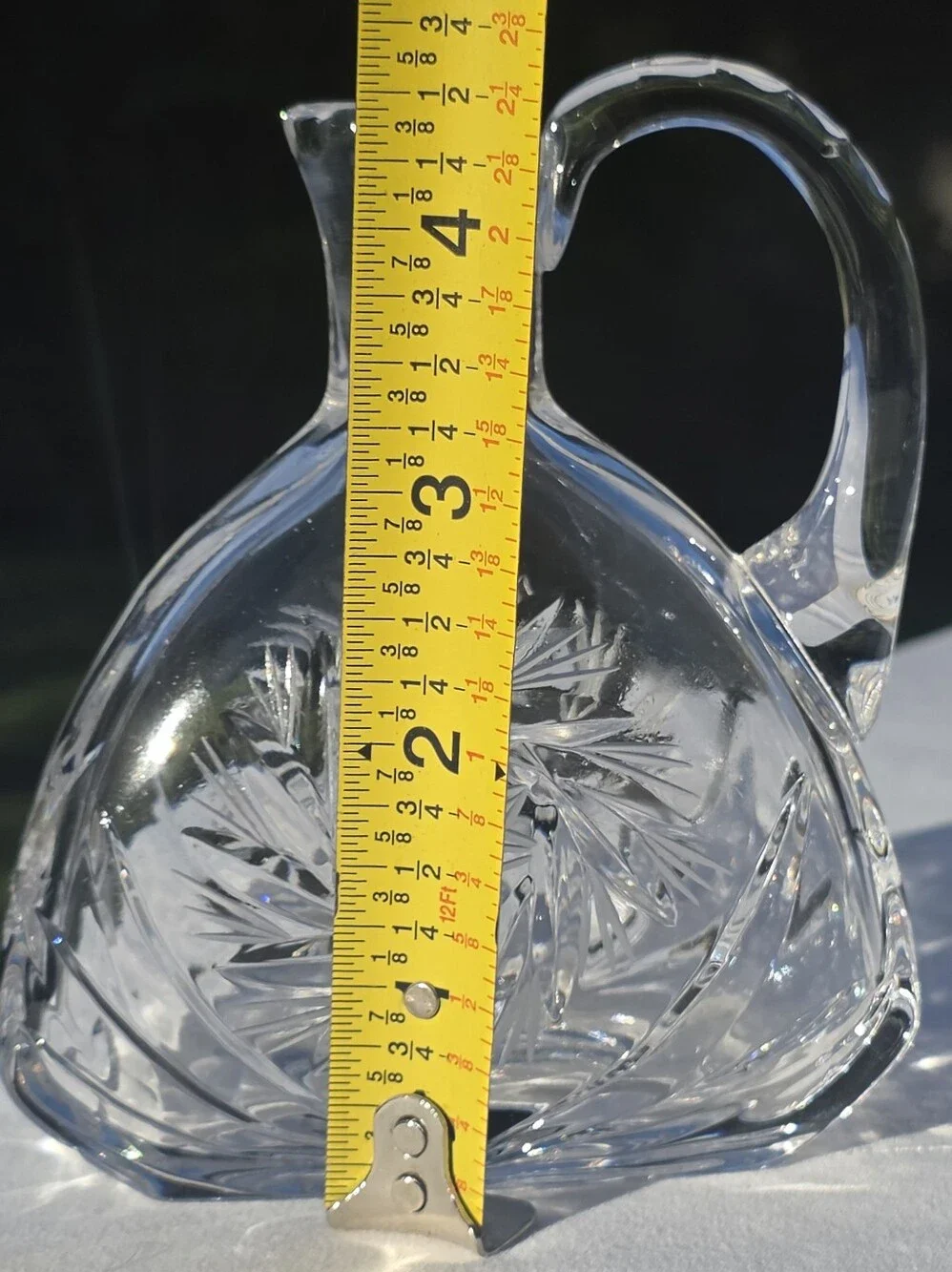 Vintage Cut Crystal Oil Vinegar Cruet Pinwheel Hobstar 4.75” No Stopper